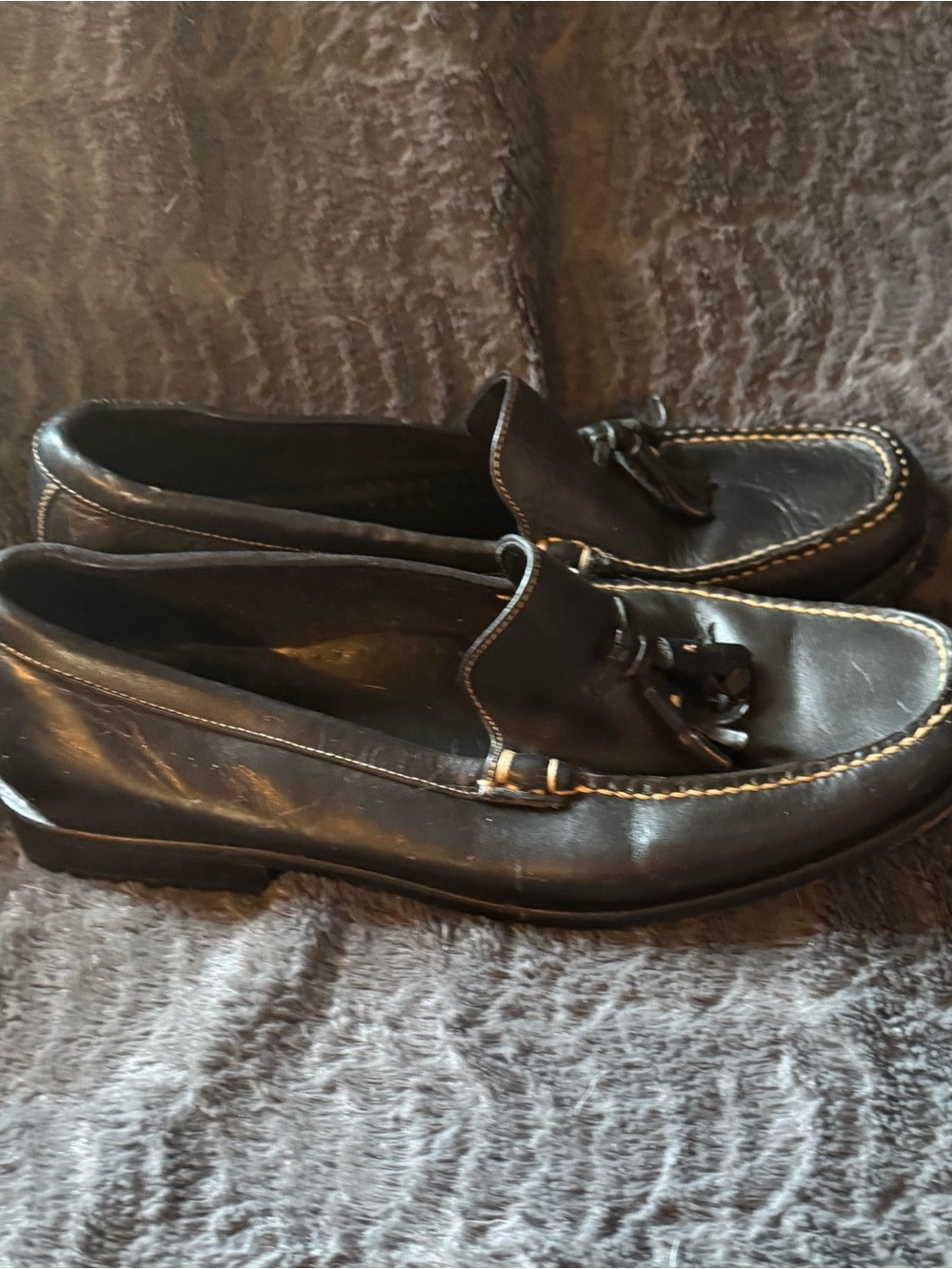 Men's Black Leather Tassel Loafers